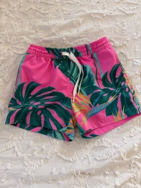 Chubbies Boys Swim Trunks Small 8/9 Pink Tropical Print
